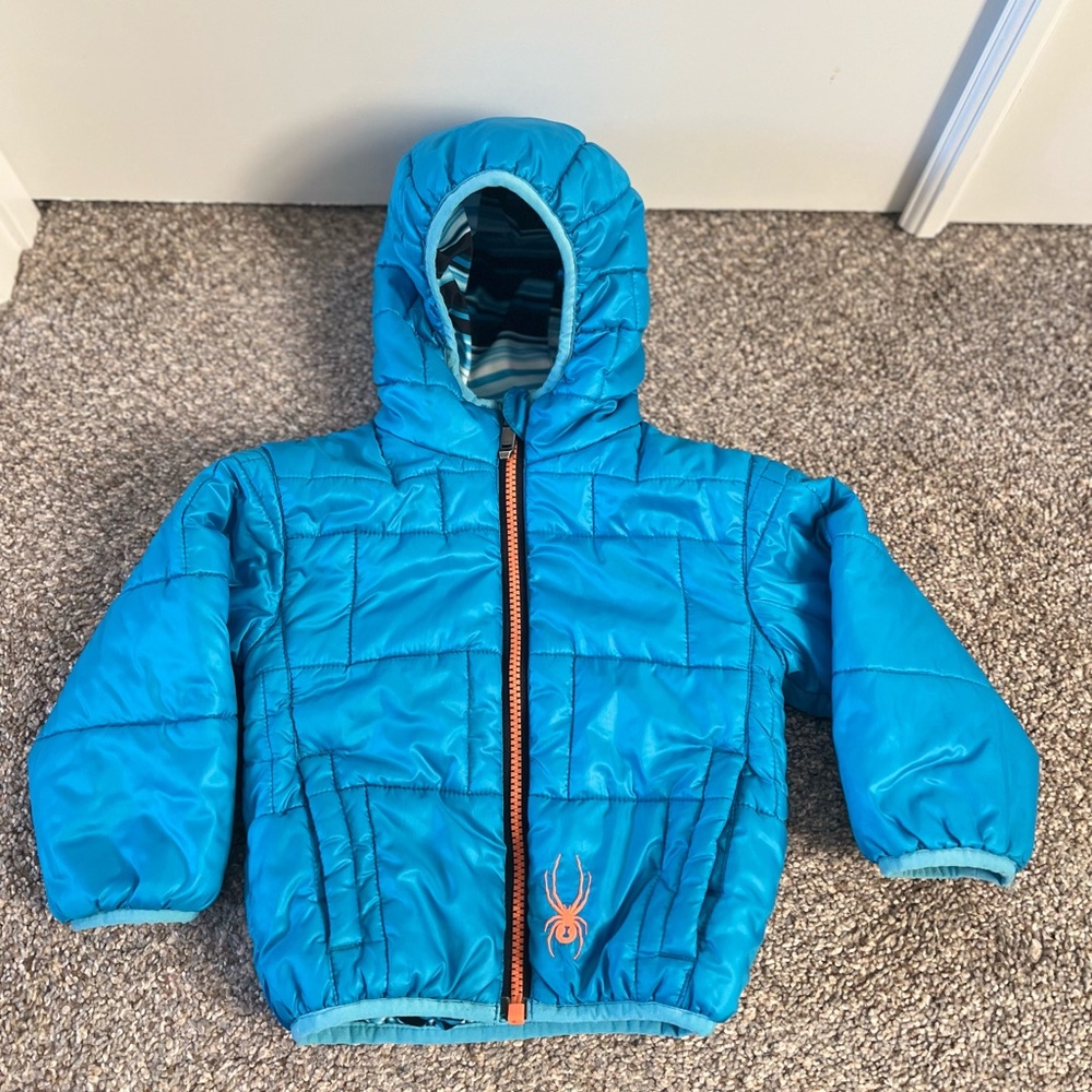 Little boys Spyder micro puffer jacket. Reversible!